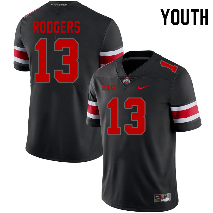 Youth #13 Bryson Rodgers Ohio State Buckeyes College Football Jerseys Stitched-Blackout